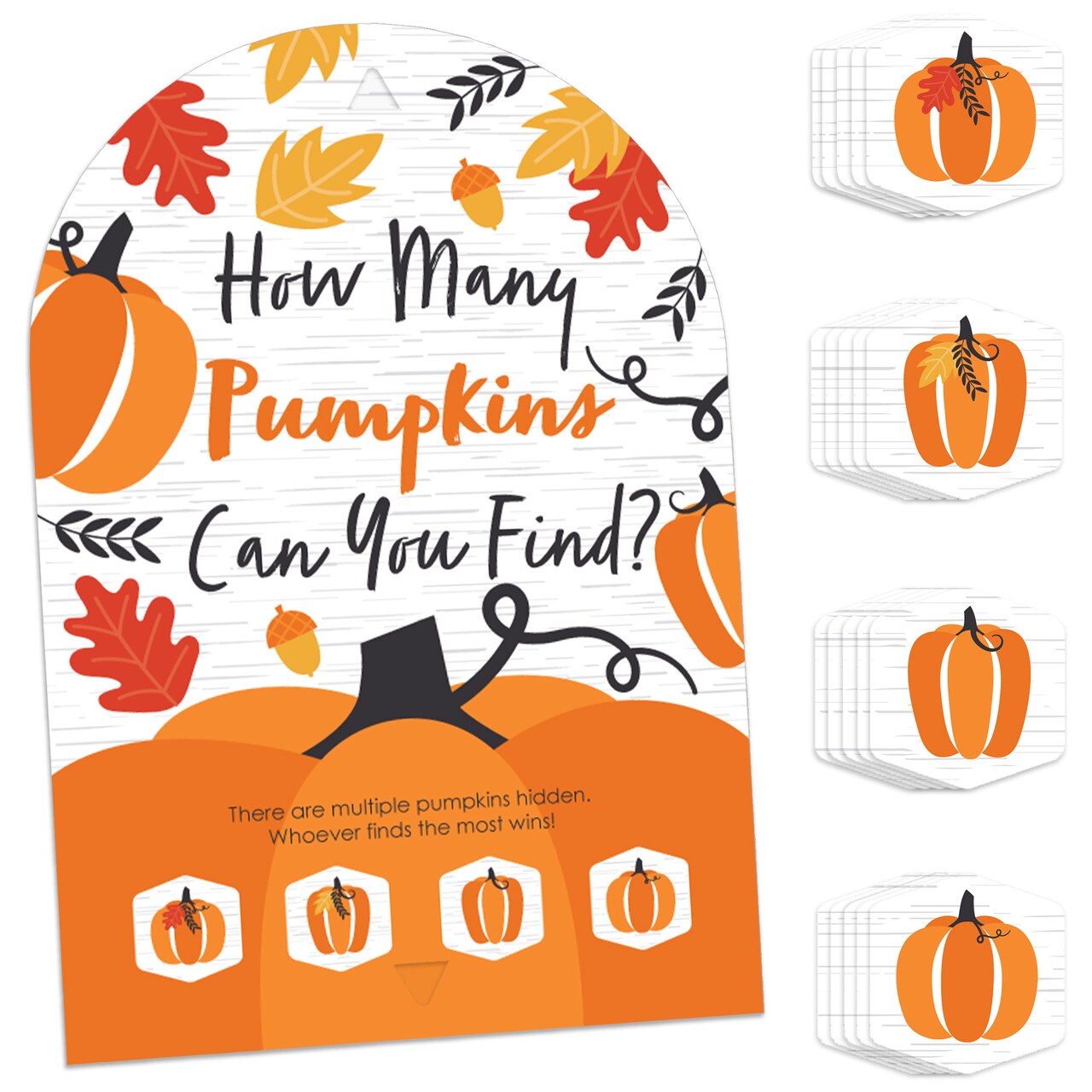 Big Dot of Happiness Fall Pumpkin - Halloween or Thanksgiving Party Scavenger Hunt - 1 Stand and 48 Game Pieces - Hide and Find Game